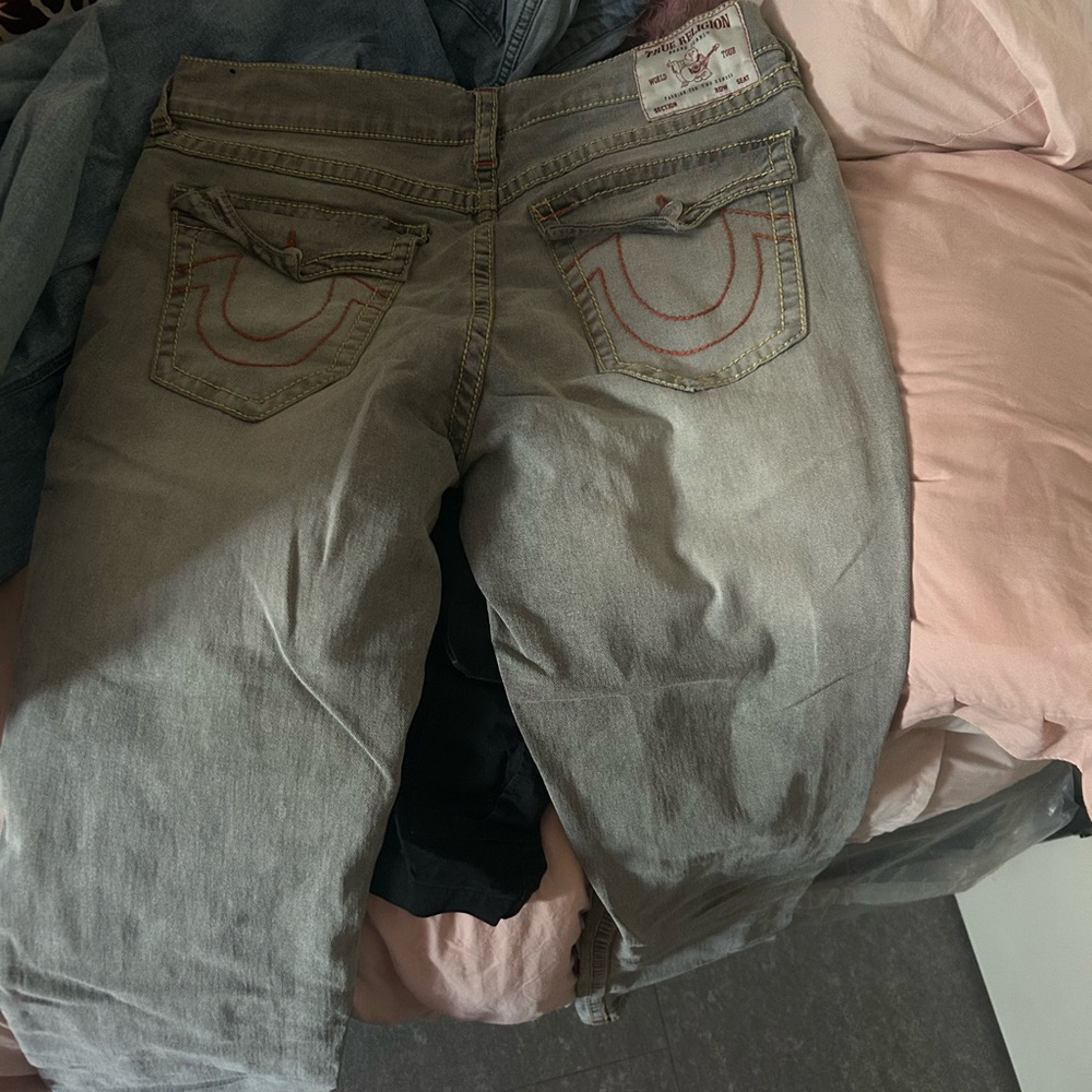 True Religion Women's Gray Straight Leg Jeans